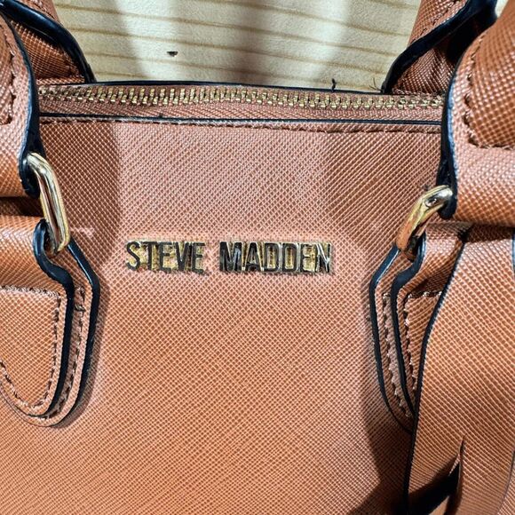 Steve Madden Cognac Faith Saffiano Small Satchel Brown Mini - Picture 4 of 14